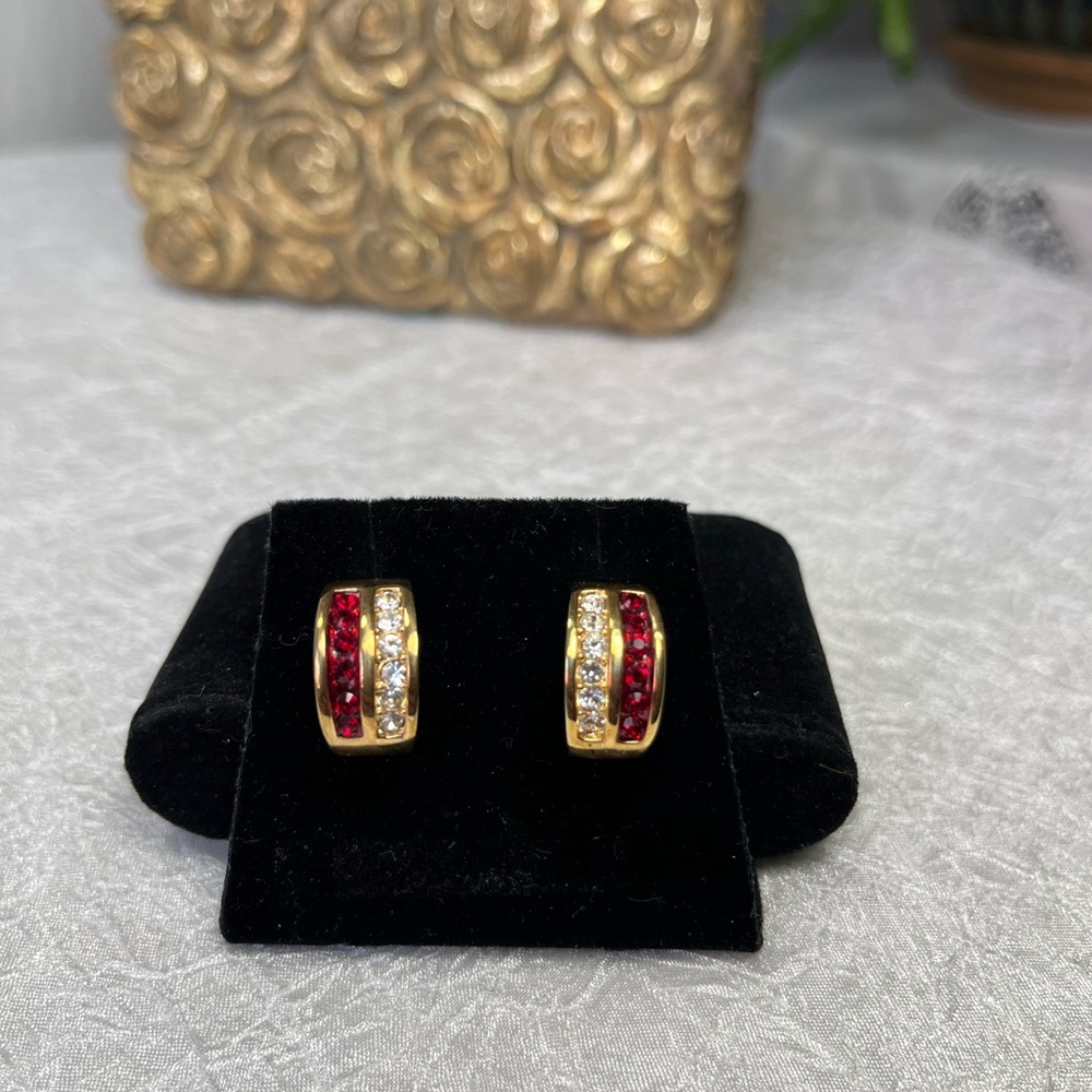 Vintage Roman Elegant Gold and Red Earrings